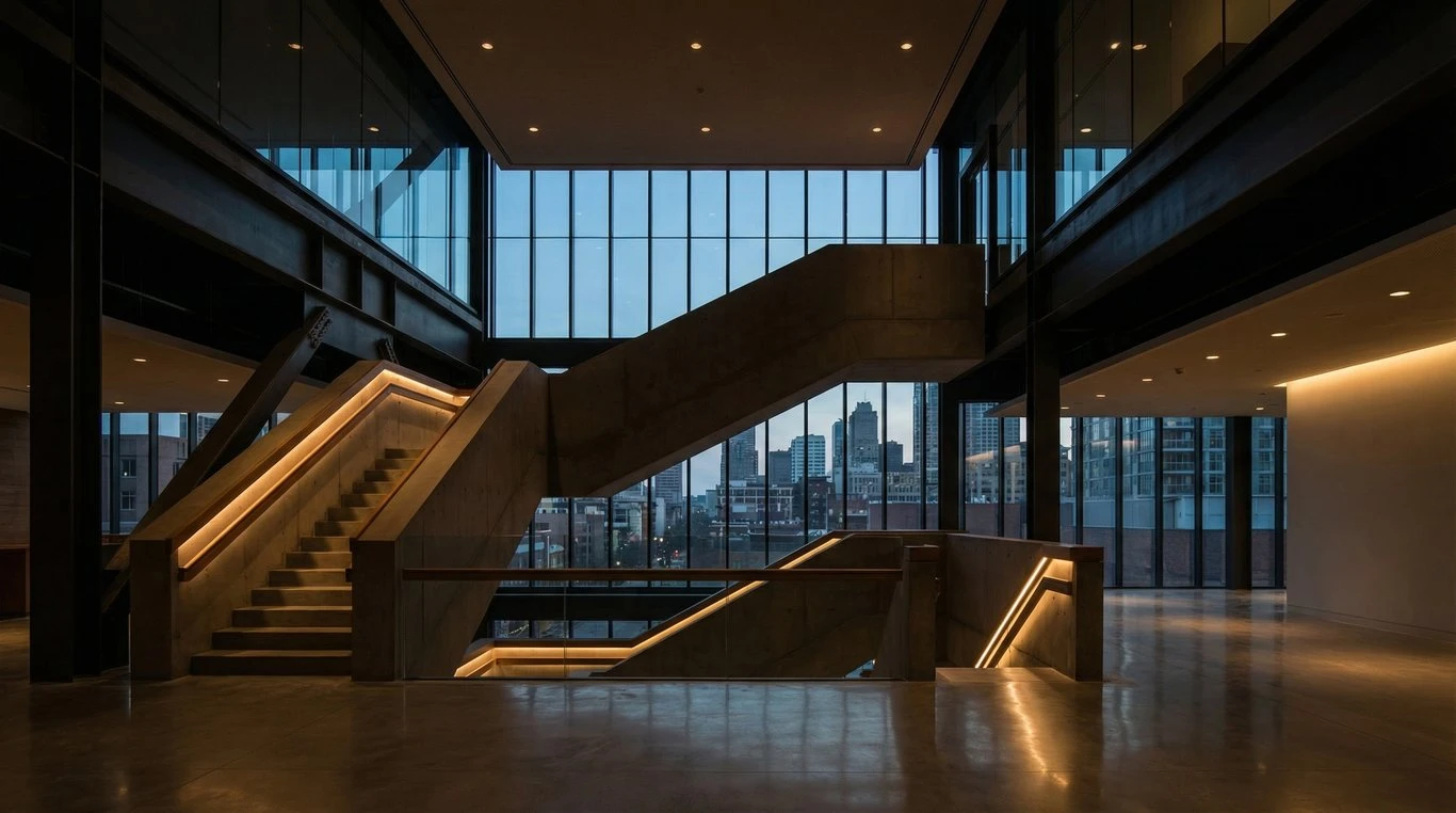 Façade d'une maison urbaine minimaliste avec lignes épurées