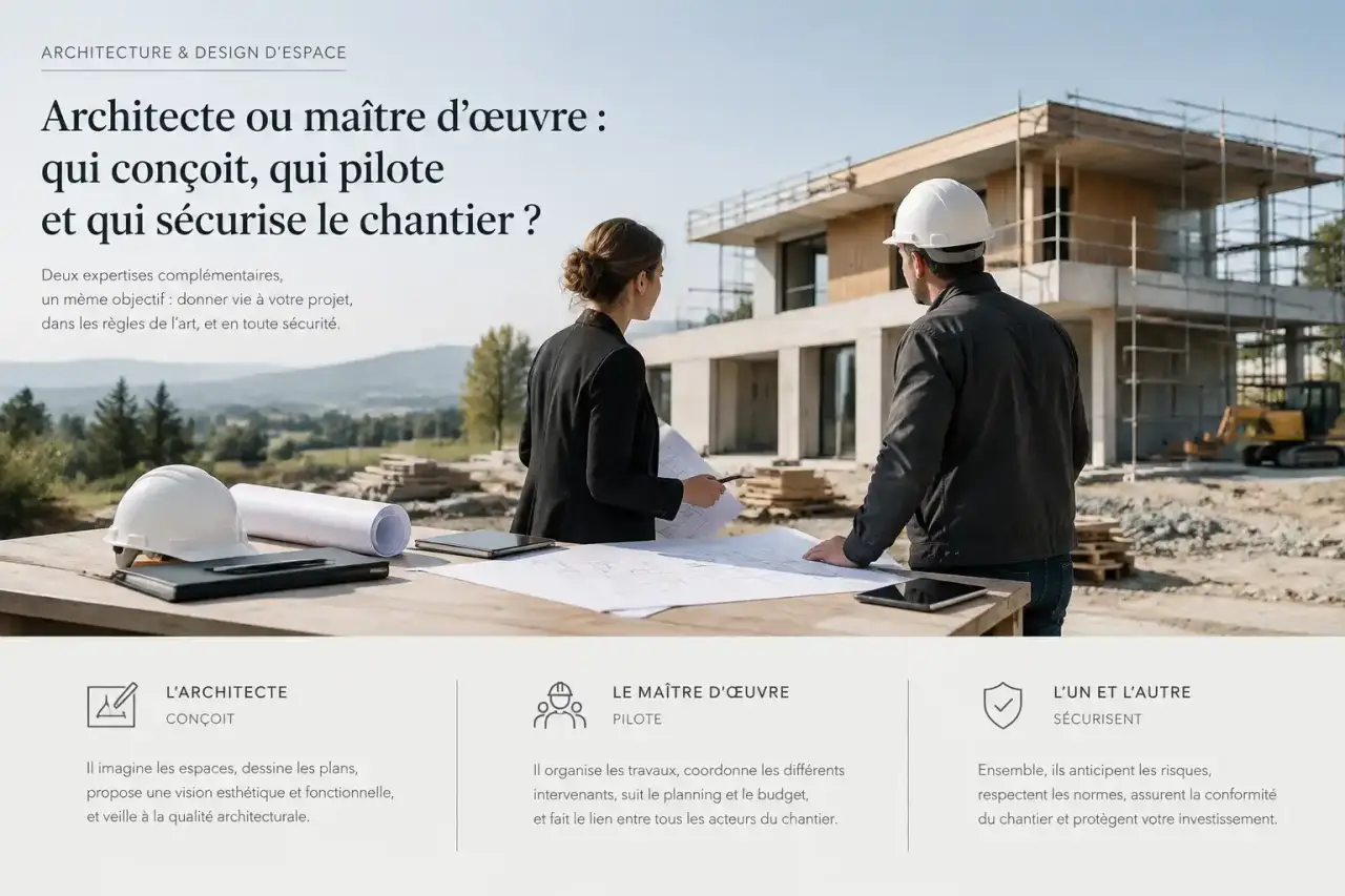 Architecte ou maître d’œuvre : qui conçoit, qui pilote et qui sécurise le chantier ?