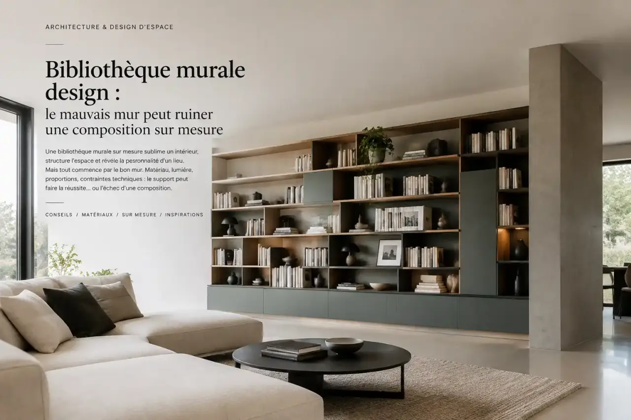 Bibliothèque murale design : le mauvais mur peut ruiner une composition sur mesure