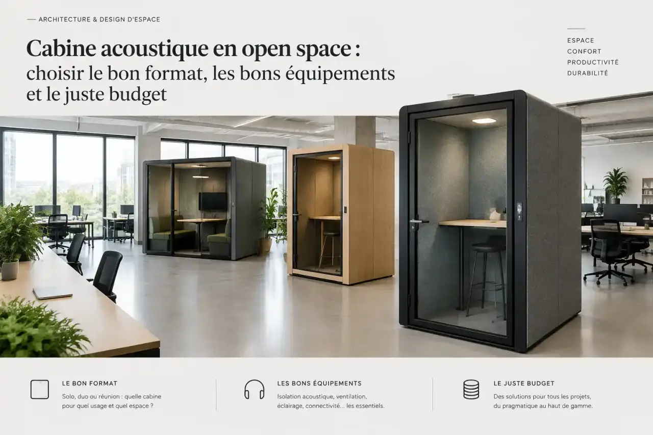 Cabine acoustique en open space : choisir le bon format, les bons équipements et le juste budget
