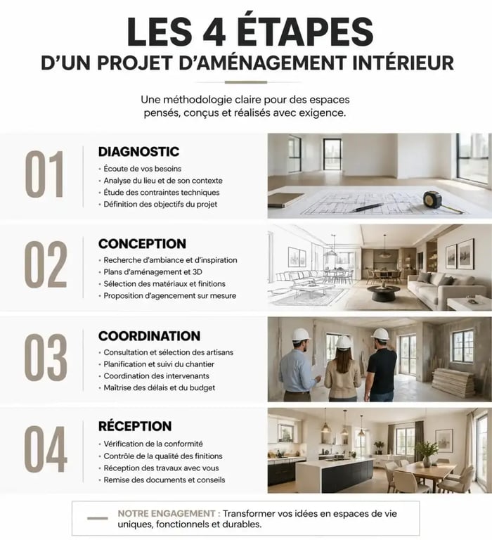 Processus d'aménagement intérieur au Luxembourg en 4 étapes